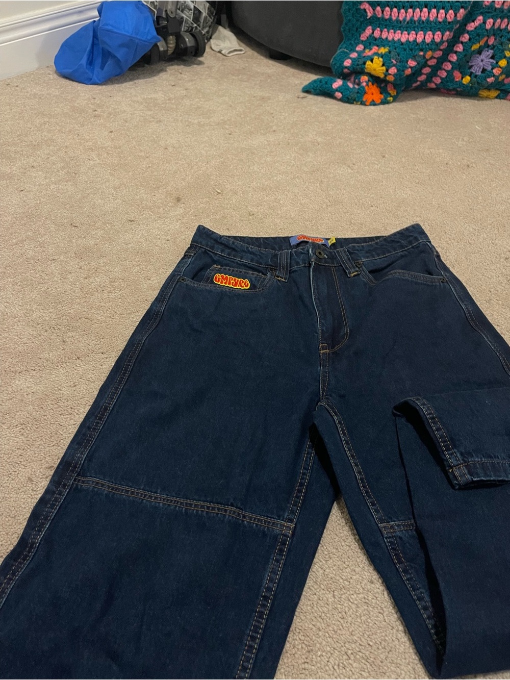 Dark Blue Men's EMPYRE Jeans with Patch Detail